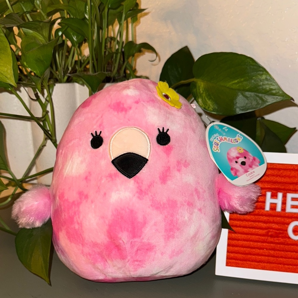 Cookie Squishmallows Pink and Black Plush Toy with Soft Fluffy Texture
